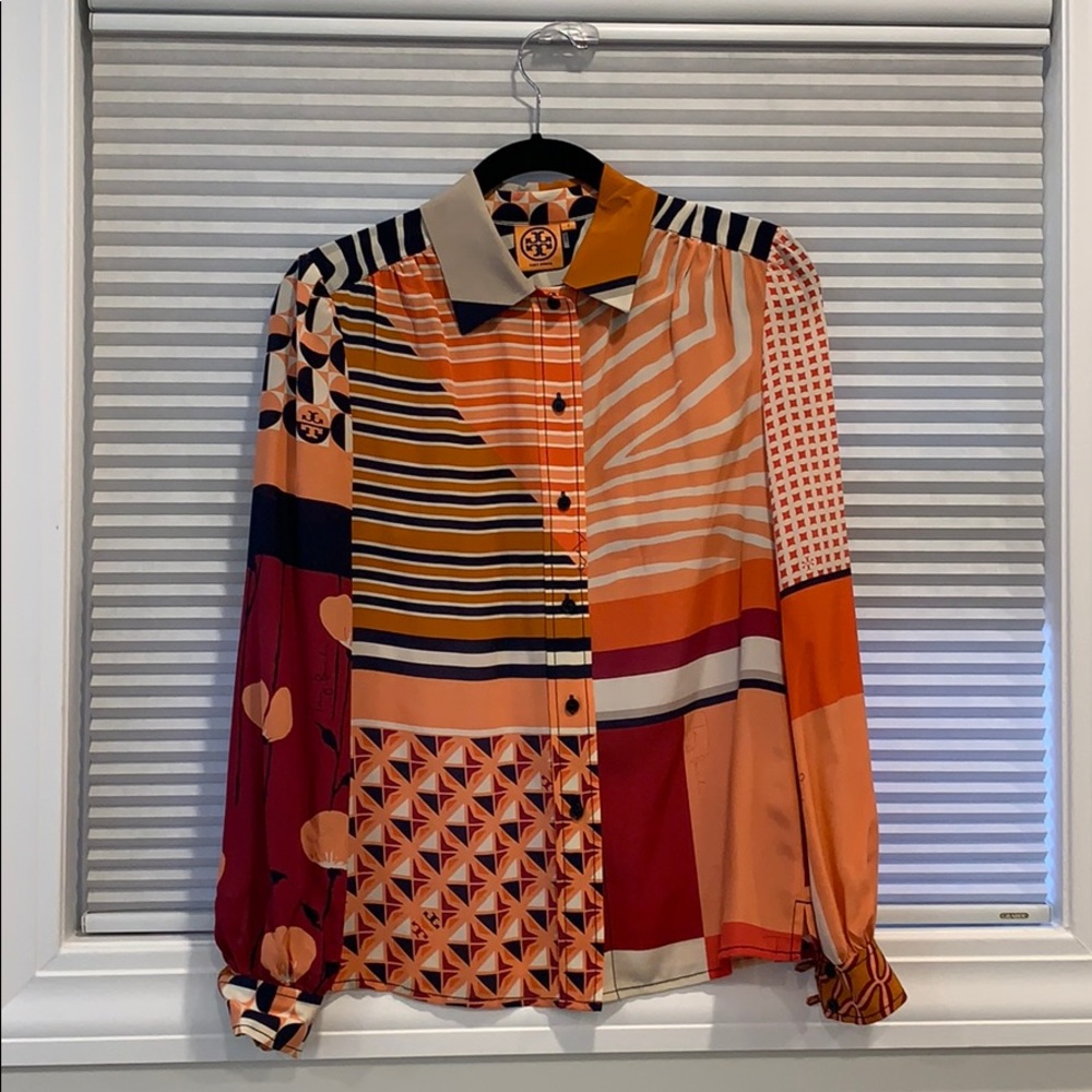 Tory Burch Silk Button Down Blouse Size 2